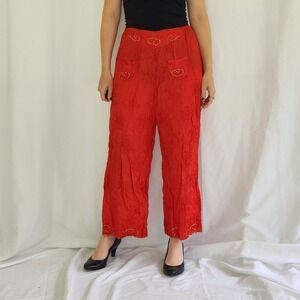 Vintage Asian Red‎ Silk Pants